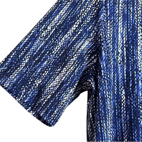 Michael Kors Dress Soft Abstract Print SZ M Blue Black Wrinkle Resistant Career - Picture 4 of 7